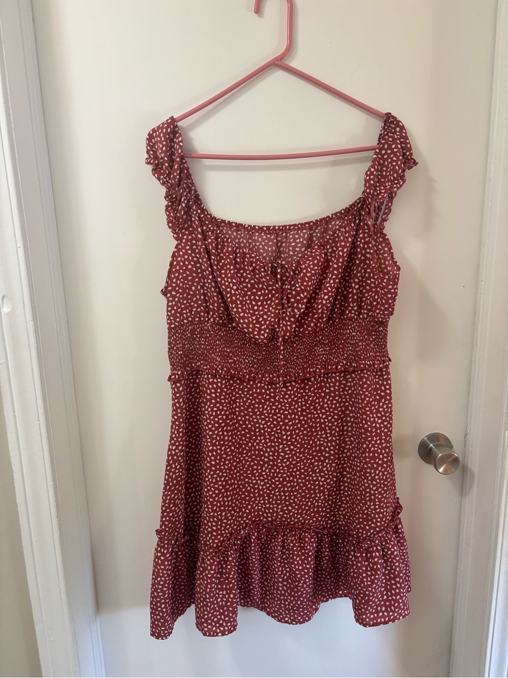 Red Printed Ruffle Sundress - Brand Unspecified